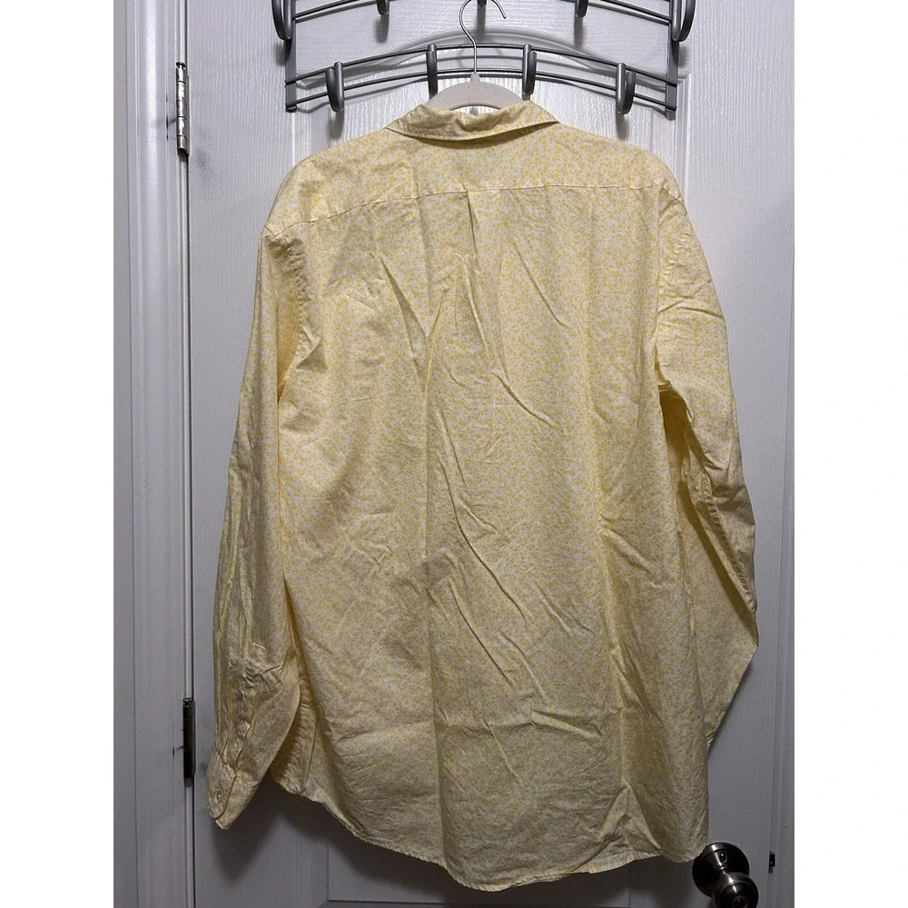 J. Crew Button Down Shirt Men's L Long Sleeve Floral Yellow White Classic Preppy